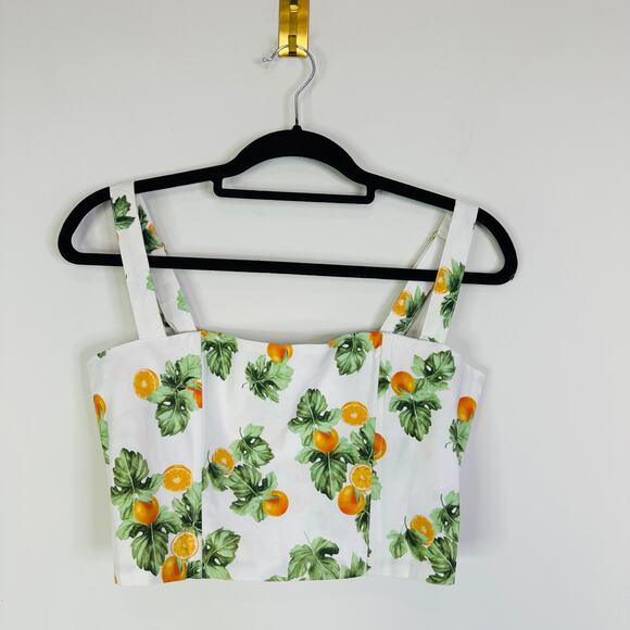 WeWoreWhat Straight Neck Corset Crop Top Orange Fruit Print  Womens Size Small - Picture 3 of 10